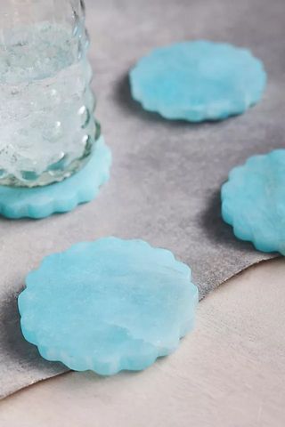 Terrain + Dyed Alabaster Notched Coasters, Set of 4