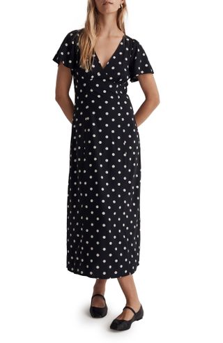 Madewell + Polka Dot Flutter Sleeve Dress