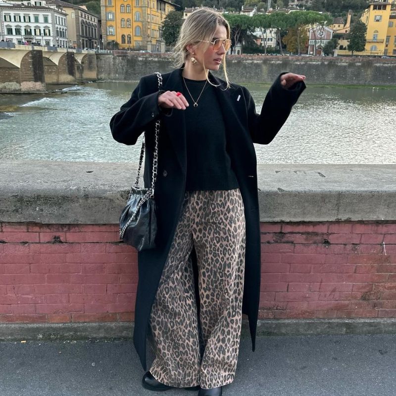 Animal Print Trousers With A Pop Of Color