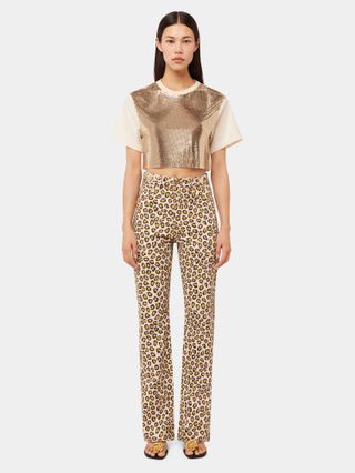 Paco Rabanne + Leopard Printed Flare Jeans