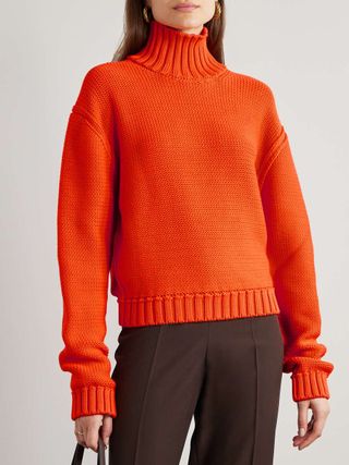 Ferragamo + Cotton-Blend Turtleneck Sweater