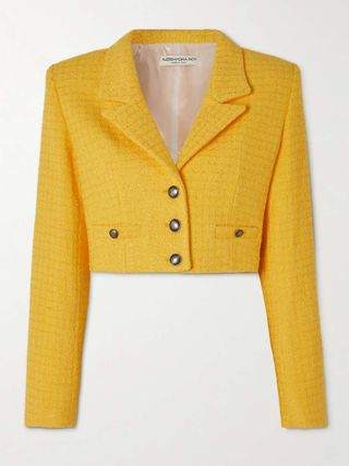 Alessandra Rich + Cropped Bouclé-Tweed Jacket