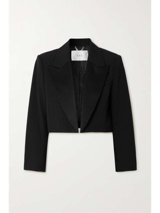 A.L.C. + Anderson Cropped Satin-Trimmed Twill Blazer