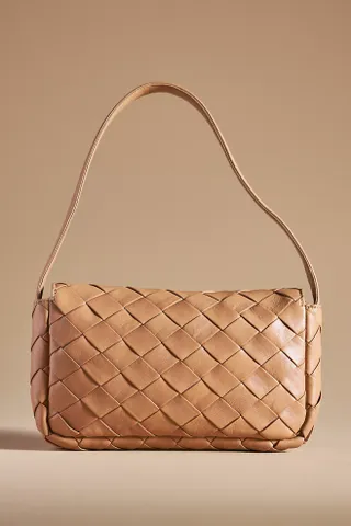 By Anthropologie + Woven Leather Shoulder Bag