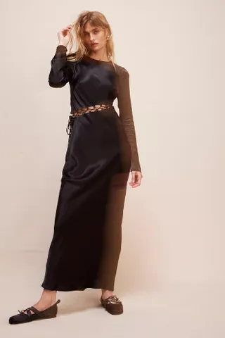 Shona Joy + Arienzo Asymmetrical Lace Up Maxi Dress