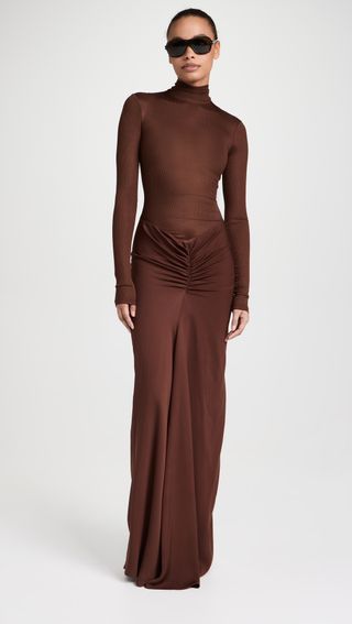 Christopher Esber + Fusion Long Sleeve Gathered Dress