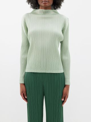 Pleats Please Issey Miyake + Technical-Pleated High-Neck Top