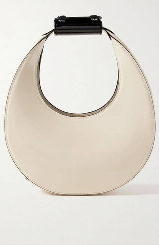 Staud + Moon Mini Glossed-Leather Shoulder Bag