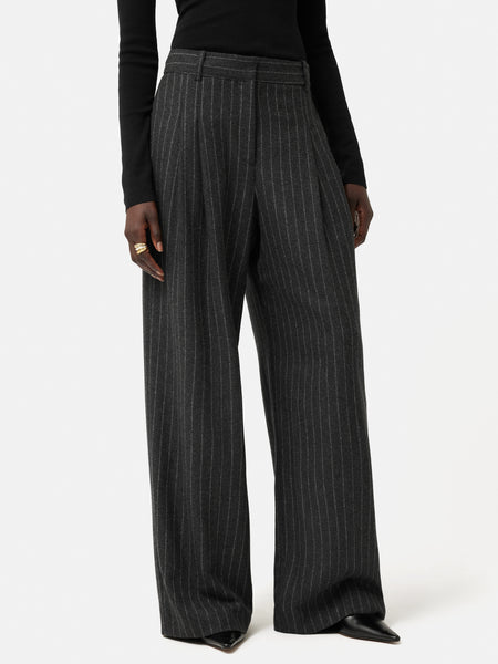 Jigsaw + Italian Wool Kemp Pinstripe Trouser | Grey