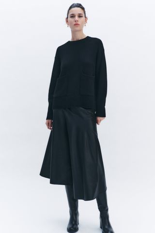 Zara + Faux Leather Skirt