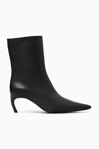 COS + Pointed-Toe Kitten Heel Leather Boots