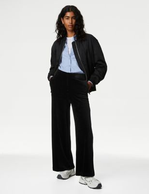 M&S Collection + Cord Wide Leg Ankle Grazer Trousers