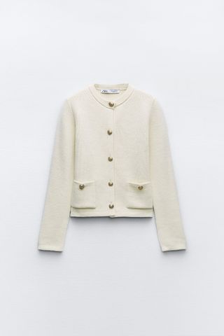 Zara + Knit Cardigan With Golden Buttons