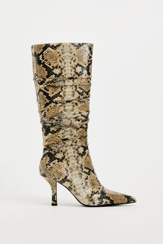 Zara + Heeled Animal Print Boots