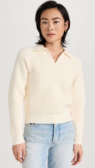 English Factory + Textured V Neck Sweater