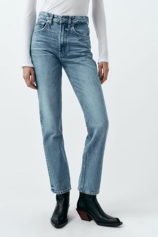 Zara + TRF Straight Leg Jeans with a High Waist