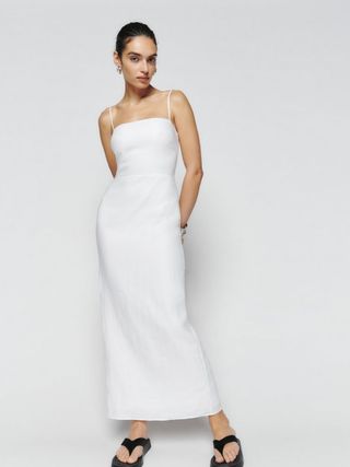 Reformation + Frankie Linen Dress in White