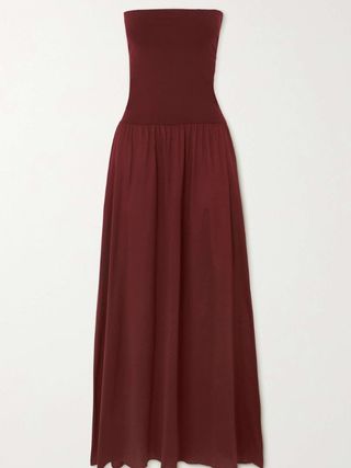 Eres + Ankara Cotton and Stretch-Jersey Maxi Dress in Burgundy