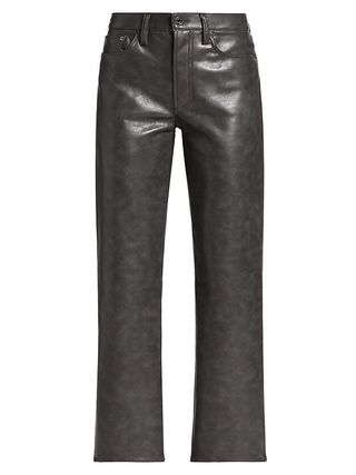Agolde + Sloane Leather-Blend Pants in Smoke
