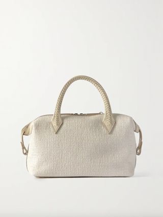 Métier + Perriand City Small Leather-Trimmed Woven Straw Tote