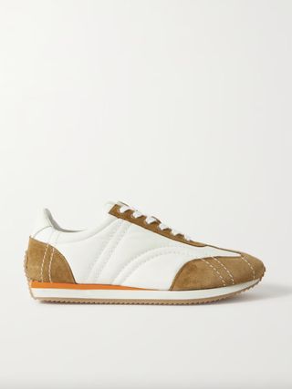 Toteme + The Sport Leather-Trimmed Suede and Twill Sneakers