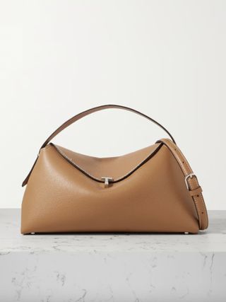 Toteme + T-Lock Textured-Leather Shoulder Bag in Tan