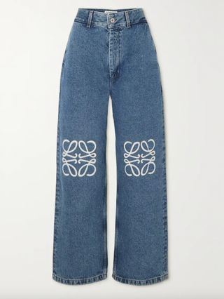 Loewe + Anagram Appliquéd High-Rise Wide-Leg Jeans