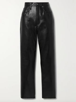 Agolde + + Net Sustain 90s Pinch Waist Leather-Blend Straight-Leg Pants