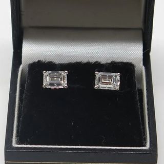 PGS Gold and Coin + 14k Emerald Cut Diamond Stud Earrings