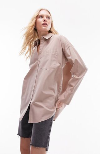 Topshop + Oversize Poplin Button-Up Shirt