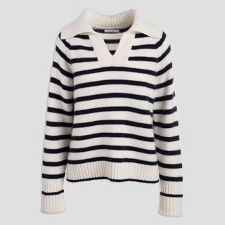Unsubscribed + Striped Cashmere Polo Sweater