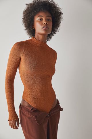 Free People + Mara Mock Neck Bodysuit