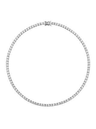 Dorsey + Kate Round Cut, Lab-Grown White Sapphire Silver Rivière Necklace