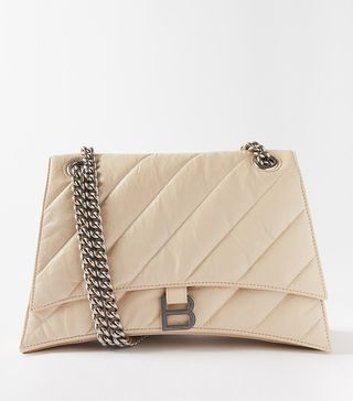 Balenciaga + Crush M Quilted Crinkled-Leather Shoulder Bag