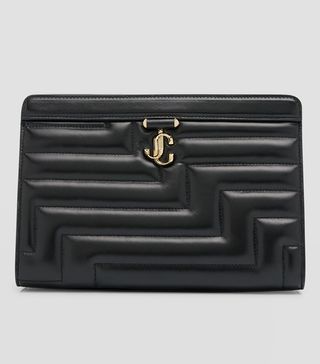 Jimmy Choo + Avenue Quilted Leather Pouch Clutch Bag