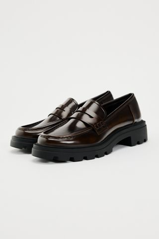 Zara + Distressed-Effect Track-Sole Loafers