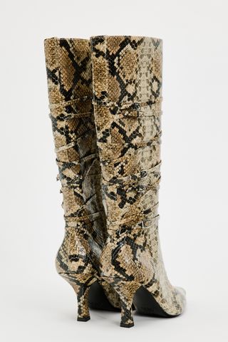 Zara + Animal Print High Heel Boots