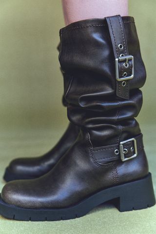 Zara + Flat Boots with Buckle