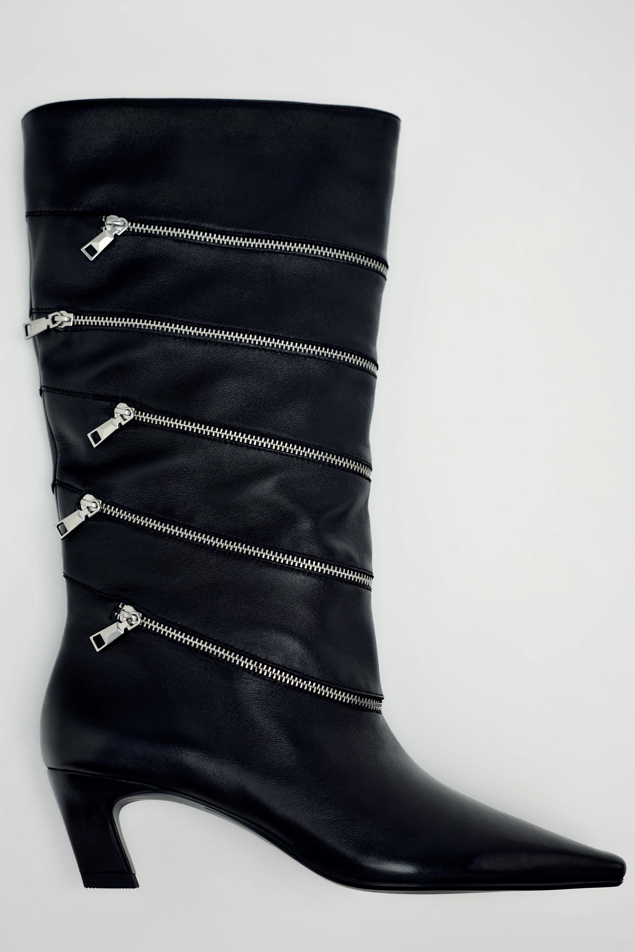 Zara + Soft Leather Zipped Boots