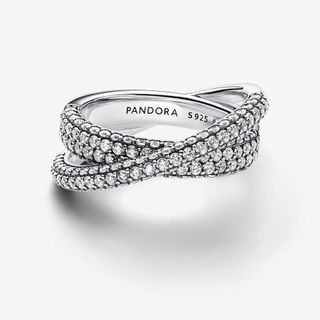 Pandora + Pandora Timeless Pavé Crossover Dual Band Ring