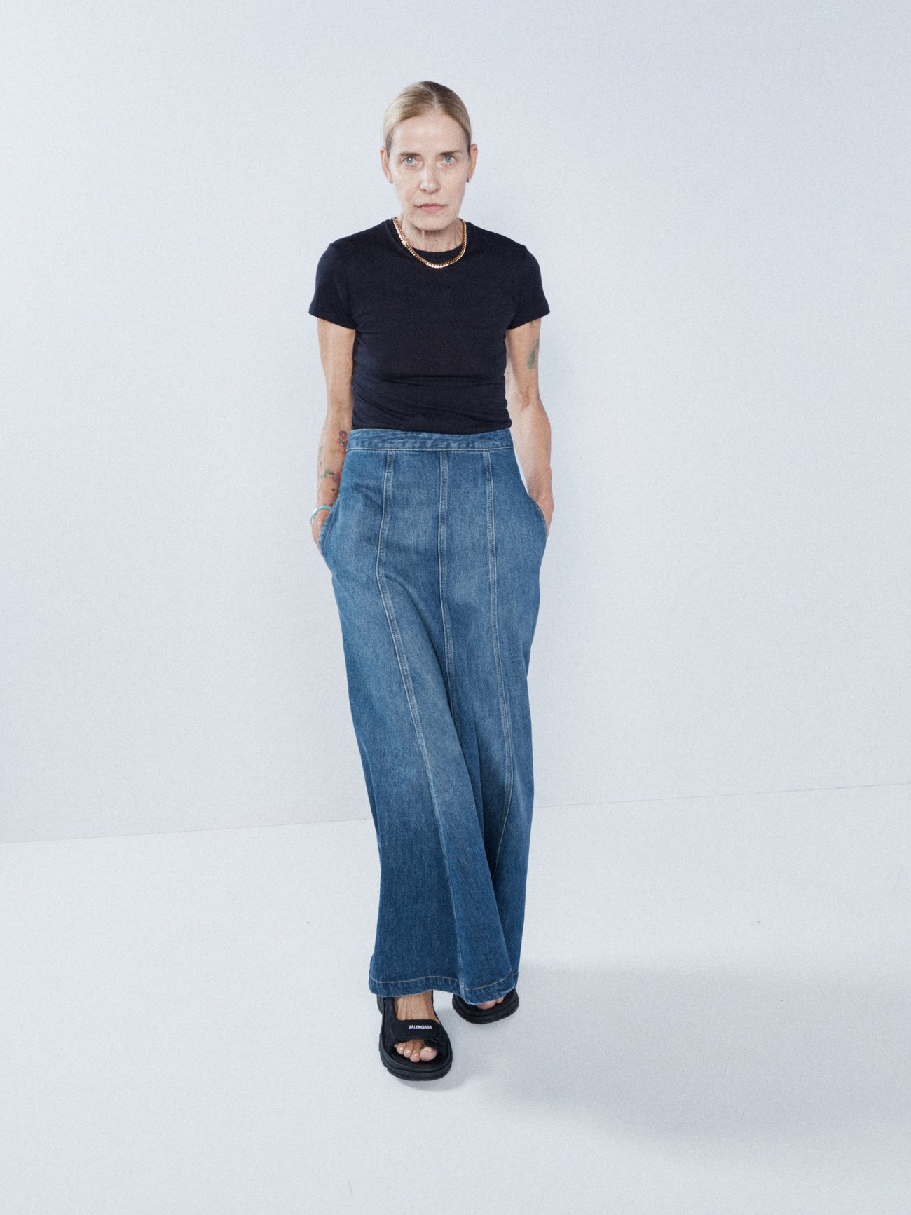 Raey + Panelled Natural Cotton-Blend Denim Skirt