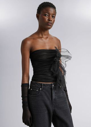 & Other Stories + Ruffled Tulle Corset Top