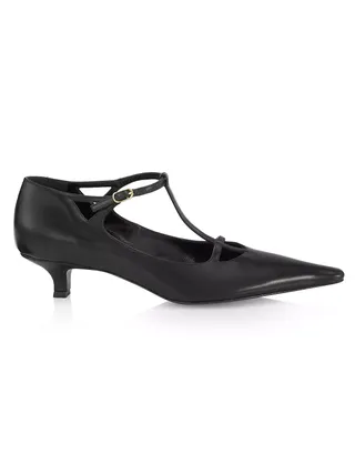 The Row + Cyd Leather Kitten Heel Pumps