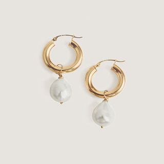 Kinn + Baroque Pearl Hoop Earrings