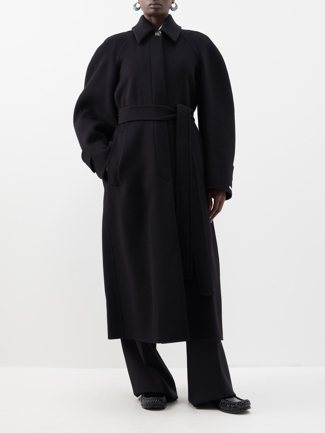 Sportmax + Belted Wool-Mix Trench Coat