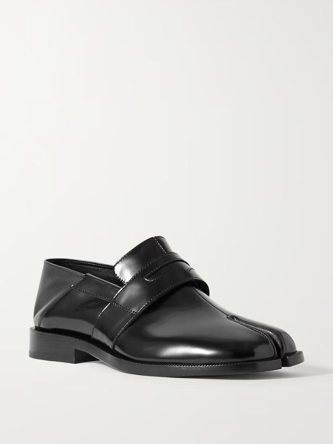 Maison Margiela + Split-Toe Patent-Leather Collapsible-Heel Loafers