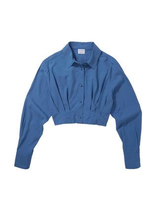 E.L.V DENIM + The Cropped Pleated Lyocell-Blend Twill Shirt