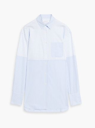 Another Tomorrow + Checked Striped Cotton-Poplin Shirt
