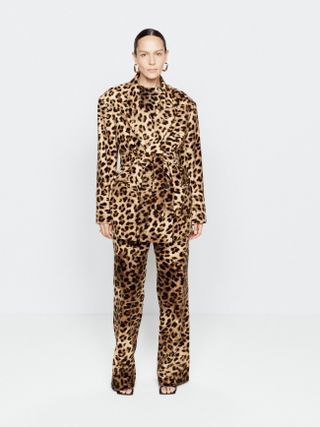 Raey + Exaggerated Leopard Cotton-Velvet Tux Blazer