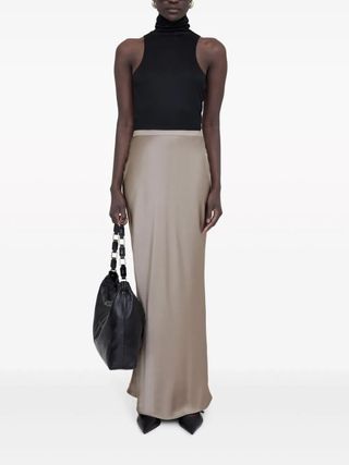 Anine Bing + High-Waist Silk Maxi Skirt